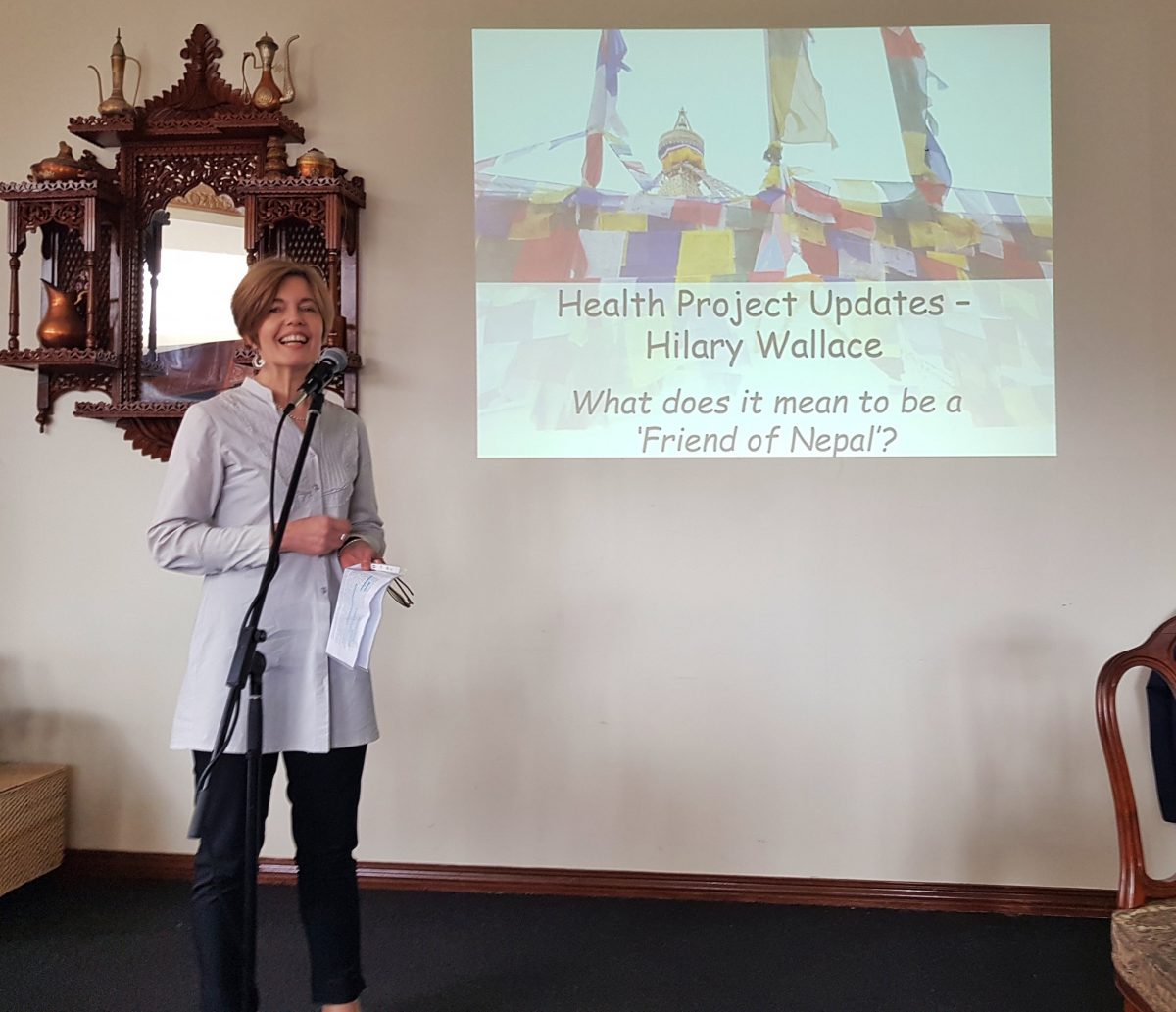 Hilary Wallace speaking at the fundraising Sunday Lunch